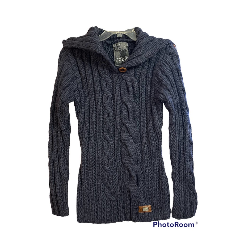 Nobis women’s wool pull over sweater navy blue color size XSmall